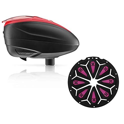 Dye LT-R Electronic Paintball Loader - Red with HK Army Epic Speed Feed (Red with Vivid Epic Speed Feed)
