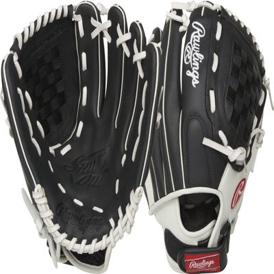 Rawlings | Shutout Fastpitch Softball Glove | RHT | 11.5' | Basket Web | Black/White