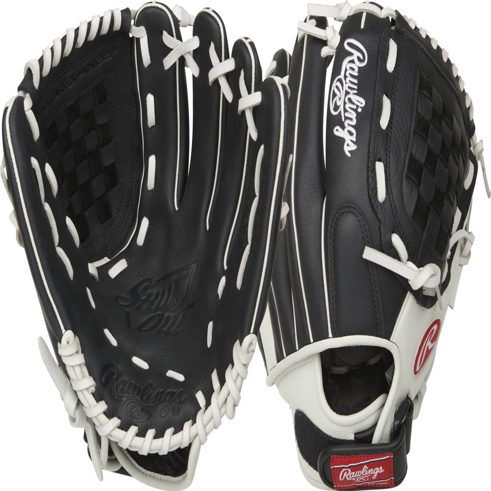 Rawlings | Shutout Fastpitch Softball Glove | RHT | 11.5' | Basket Web | Black/White
