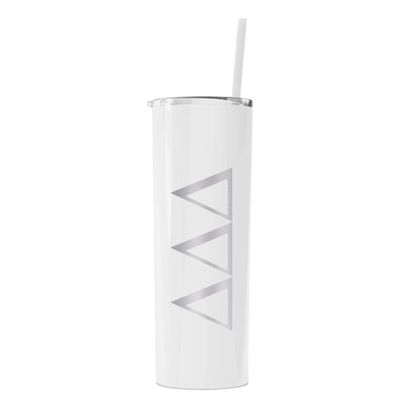Delta Delta Delta Greek Letter Skinny Tumbler with Straw (White)