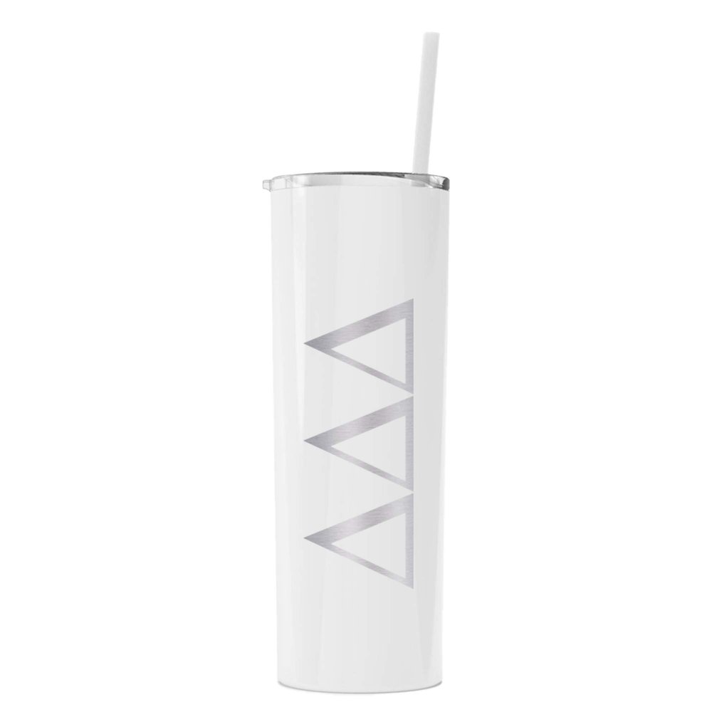 Delta Delta Delta Greek Letter Skinny Tumbler with Straw (White)