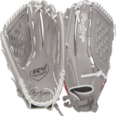 Rawlings | R9 Series Fastpitch Softball Glove | Basket Web | 12.5' | RHT | Grey