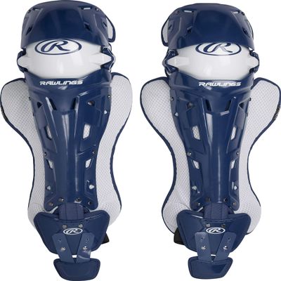 Rawlings | MACH Catcher's Leg Guards | Baseball | Intermediate | Navy/White
