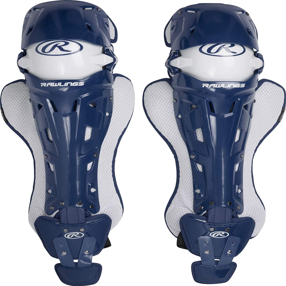 Rawlings | MACH Catcher's Leg Guards | Baseball | Intermediate | Navy/White