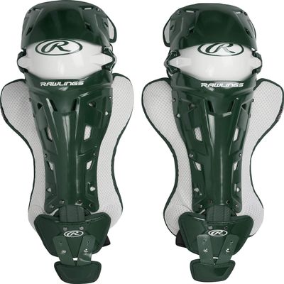 Rawlings | MACH Catcher's Leg Guards | Baseball | Adult | Dark Green/White