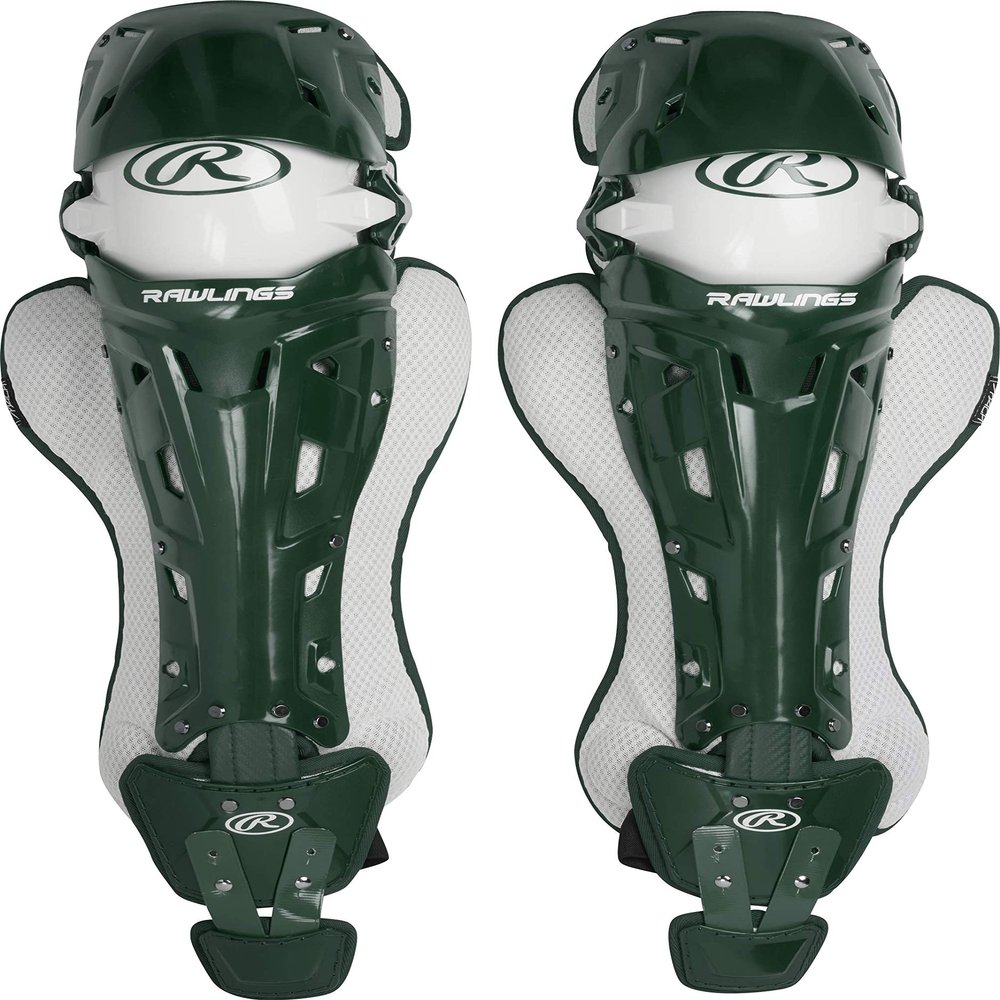 Rawlings | MACH Catcher's Leg Guards | Baseball | Adult | Dark Green/White