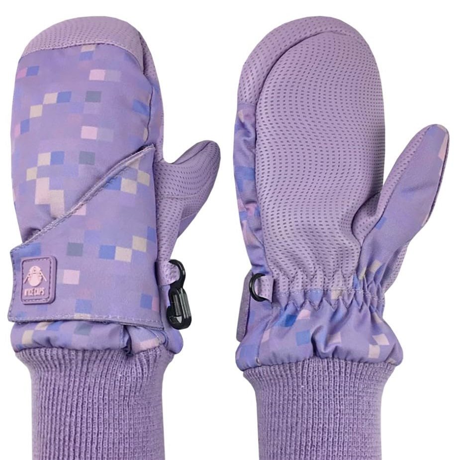 N'Ice Caps Kids Waterproof Snow Mittens Cold Weather Thinsulate Insulated (Light Purple Pixels, 4-5 Years)