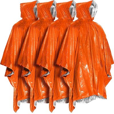 Everlit Survival Rain Poncho Emergency Mylar Space Blanket Camping Gear-Retain 90% of Body Heat Survival Gear for Survival Kits Camping Supplies Emergency Blankets