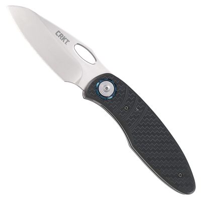 CRKT Trask Folding Pocket Knife: D2 Blade Steel, Deadbolt Lock, Everyday Carry, Plain Edge Sheepsfoot Blade with Satin Finish, Thumb Hole Open, Nylon Handle 5375