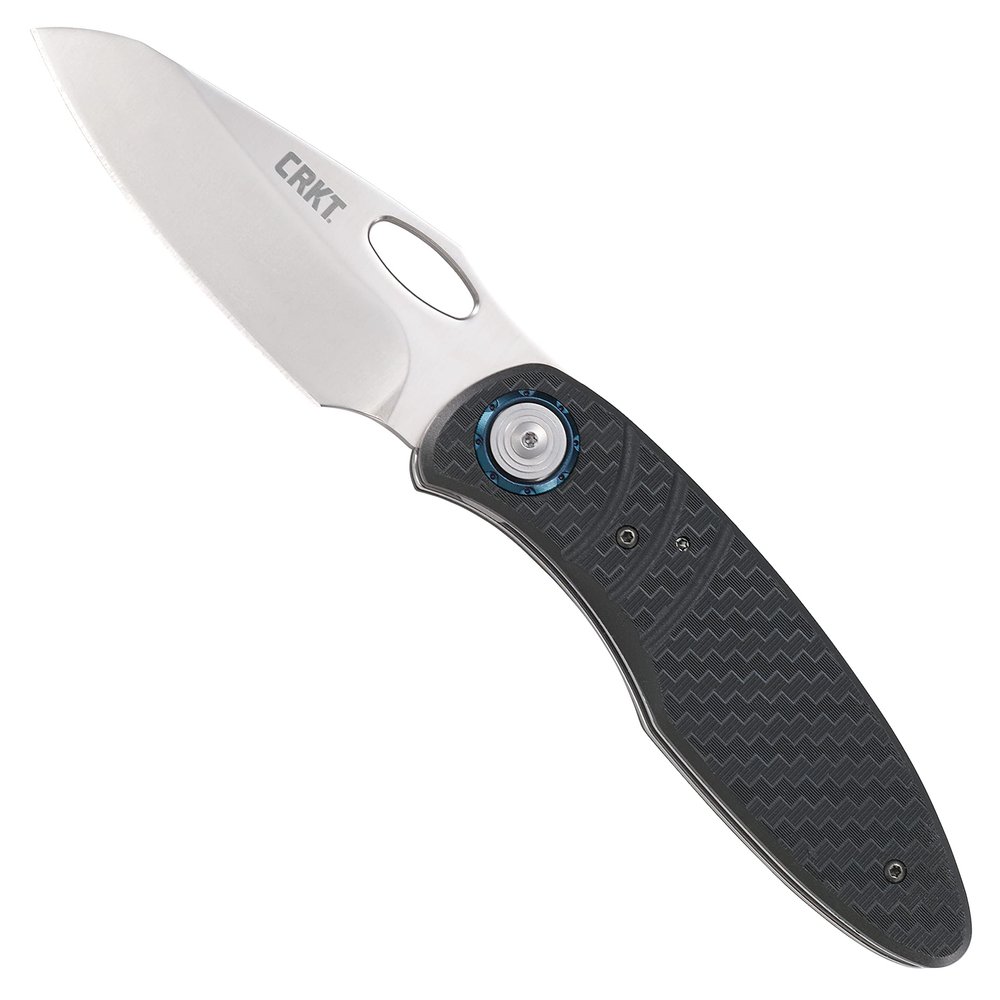 CRKT Trask Folding Pocket Knife: D2 Blade Steel, Deadbolt Lock, Everyday Carry, Plain Edge Sheepsfoot Blade with Satin Finish, Thumb Hole Open, Nylon Handle 5375