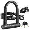 Bike U Lock,20mm Heavy Duty Combination Bicycle D Lock Shackle 4ft Length Security Cable with Sturdy Mounting Bracket and Key Anti Theft Bicycle Secure Locks view 1