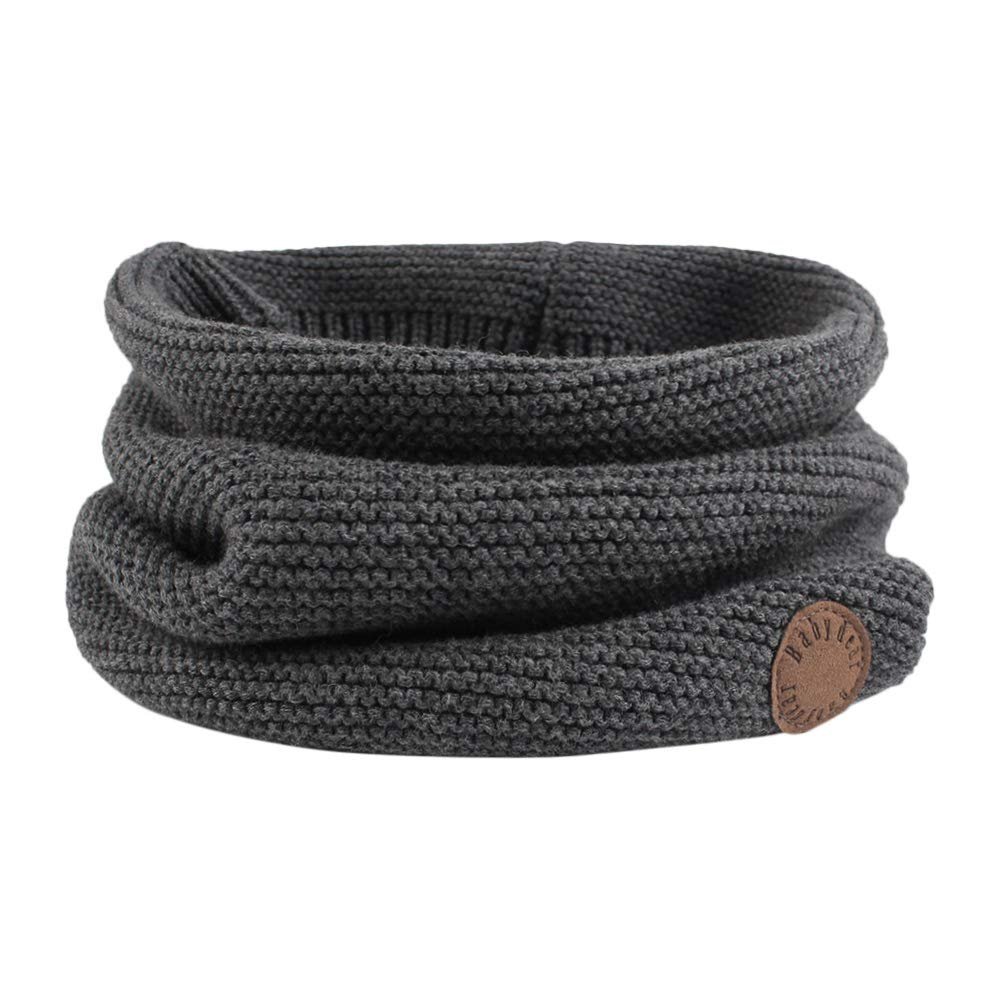 Winter Baby Boys Scarf Cotton Girls Neck Warmer Autumn Warm Knitted Scarves for Toddler Kids (Dark Gray)
