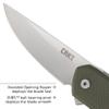 CRKT Tueto EDC Pocket Knife: Everyday Carry Utility Folder, Plain Edge Drop Point Blade with Liner Lock, Assisted Open, Bead Blast Finish, Olive Green G10 Handle 5325 view 4