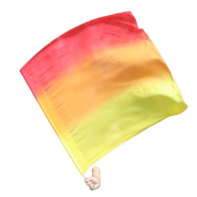 Winged Sirenny Silk Flag Poi with a Hard Rod, 40" rectangular Spinning Flowy Play Silk for Church Prophetic Worship Adoration Praise Dance (long Fire)
