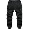 TLAENSON Boys Cargo Pants Cotton Casual Pants Drawstring Loose Jogging Bottoms Elastic Cuffed Cargo Joggers Black 6-7 Years view 3