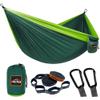 AnorTrek Camping Hammock, Super Lightweight Portable Parachute Hammock with Two Tree Straps Single or Double Nylon Travel Tree Hammocks for Camping Backpacking Hiking Dark Green&Green view 1
