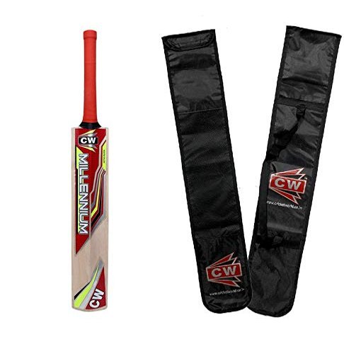 CW Millennium Kashmir Willow Junior Cricket Bat Leather Ball Cricket Bat Teenage Batsmen Cricket Bat Hard Ball Play Light Weight Size 6 for Age 13-14 Years