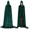 Duoer Gothic Hooded Cloak Adult Elf Witch Long Purim Carnival Halloween Cloaks Capes Robe LARP Women Men Vampires Grim Reaper Party (Color : Green) view 1