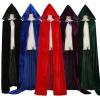 Duoer Gothic Hooded Cloak Adult Elf Witch Long Purim Carnival Halloween Cloaks Capes Robe LARP Women Men Vampires Grim Reaper Party (Color : Green) view 2