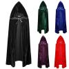 Duoer Gothic Hooded Cloak Adult Elf Witch Long Purim Carnival Halloween Cloaks Capes Robe LARP Women Men Vampires Grim Reaper Party (Color : Green) view 3