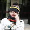 3 in 1 Winter Knitted Beanie Hat Scarf Mouth Face Warmer Set for Women Girls, Thermal Fleece Lined Ski Caps with Pompom Neck Warmer (Fashion Black) view 3