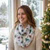 VIVIAN & VINCENT Gift Wrapped Fall Winter Soft Lightweight Holiday Sheer Infinity Christmas Scarf for Women Girls Plaid Christmas Tree Red and Green view 3
