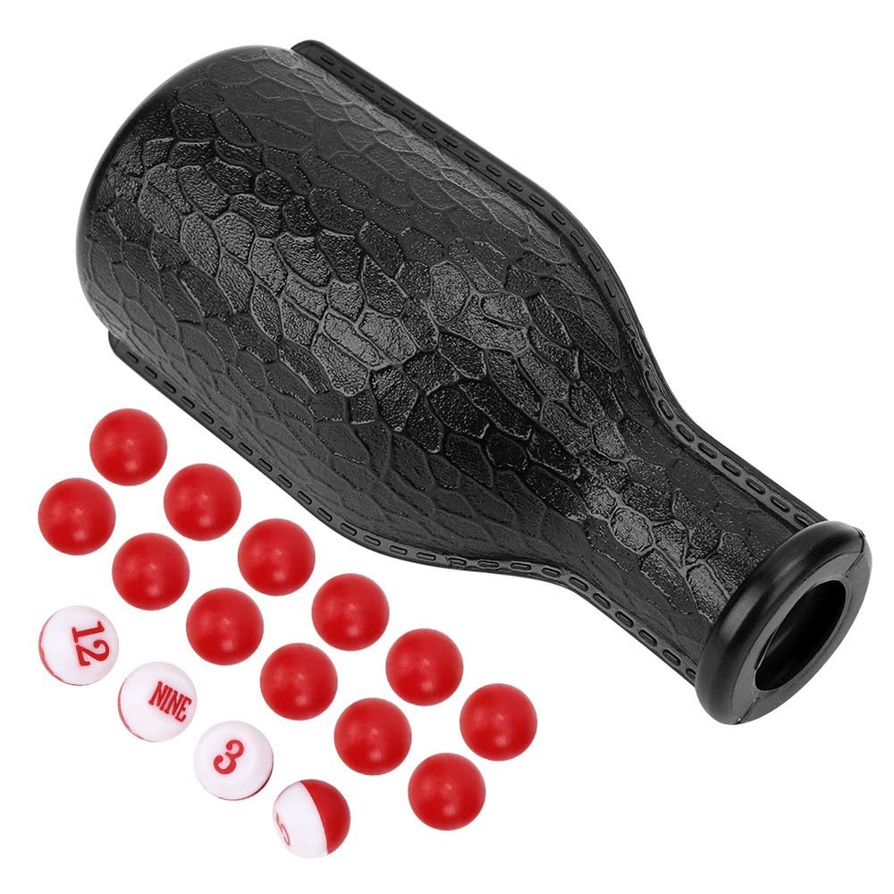 01 Shaker Bottle, 16 Tally Balls Pea Funny Billiard Dice Box, Numbered Tally Balls Billiard Accessories for Game Match(Black)