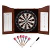 GSE Games & Sports Expert Professional Solid Wood Classic Dartboard Cabinet with Sisal/Bristle Dartboard, Scoreboard, and 6 Steel Tip Darts, Easy Assembly Complete with All Accessories (Deluxe Walnut) view 1