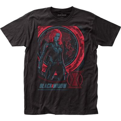 Black Widow Marvel Comics Movie Global Poster Unisex Adult Fitted Short Sleeve T-Shirt Grphic Tee