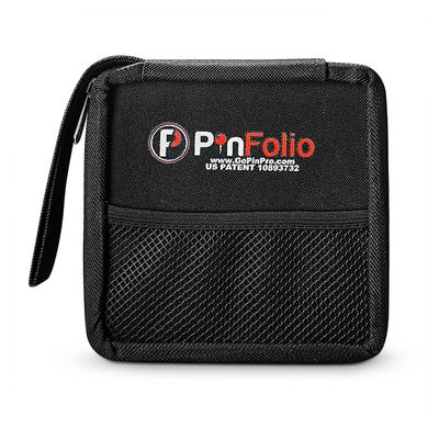 PinFolio Mini Show Pin Display Bag, Lightweight & Compact Mini Sports Pin Book with Carry Strap for Easy Trading Up to 48 1-Inch Enamel Pins (Black)