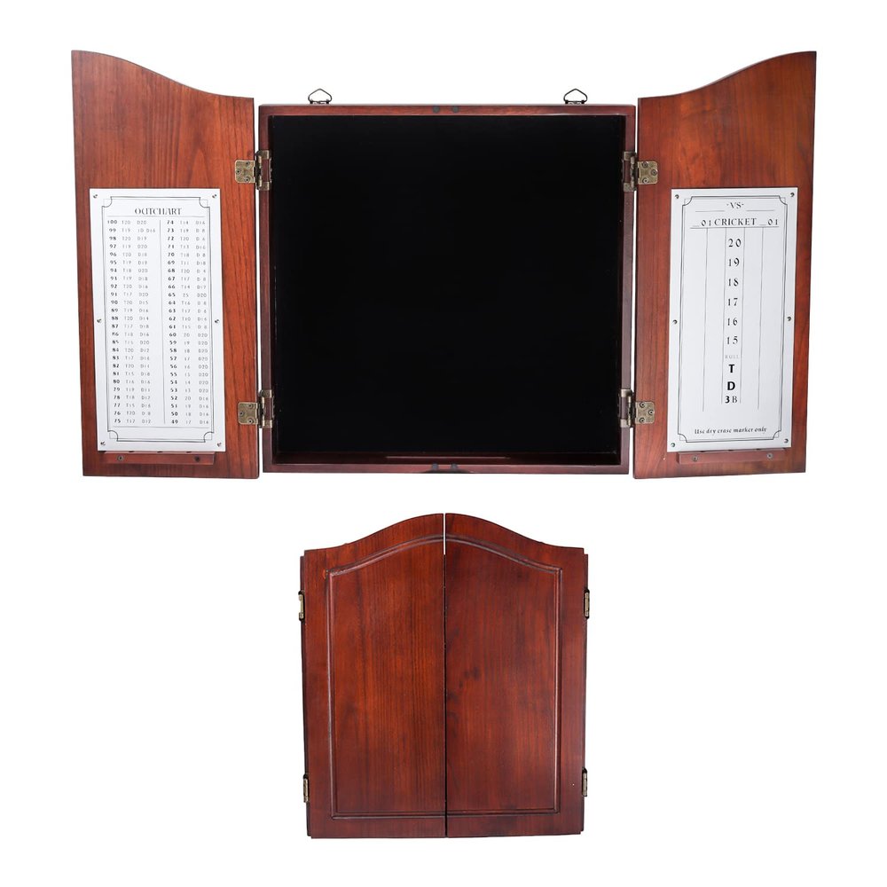 GSE Games & Sports Expert Professional Solid Wood Classic Official Size Dartboard Cabinet with Dart Scoreboard for Game Room. Dartboard & Darts Not Included (Deluxe Walnut)