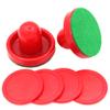 1 Set Mini Air Hockey Pushers and Air Hockey Pucks Great Goal Handles Pushers Goal Handles Paddles Replacement Accessories for Game Tables 60 MM, Red(2 Strikers, 4 Pucks) view 1