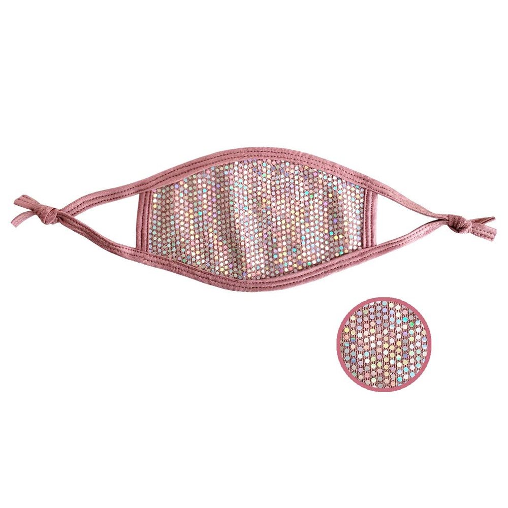 Kids Bella Iridescent Sequins Shimmering 3 Layer Reusable Face Covering, Pink