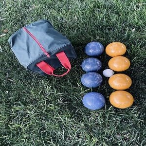 BuyBocceBalls Listing - Made in USA, Premium Quality Official Tournament Bocce Set - 107mm Blue and Dark Yellow Balls Nylon Bag; Regulation Size Balls 920 Grams (2 lbs. 1 oz.)