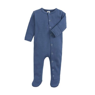 Baby Boys Girls Footies Pajamas Basic Plain Rib Stitch Romper Infant Snap-up Jumpsuit with Mittens