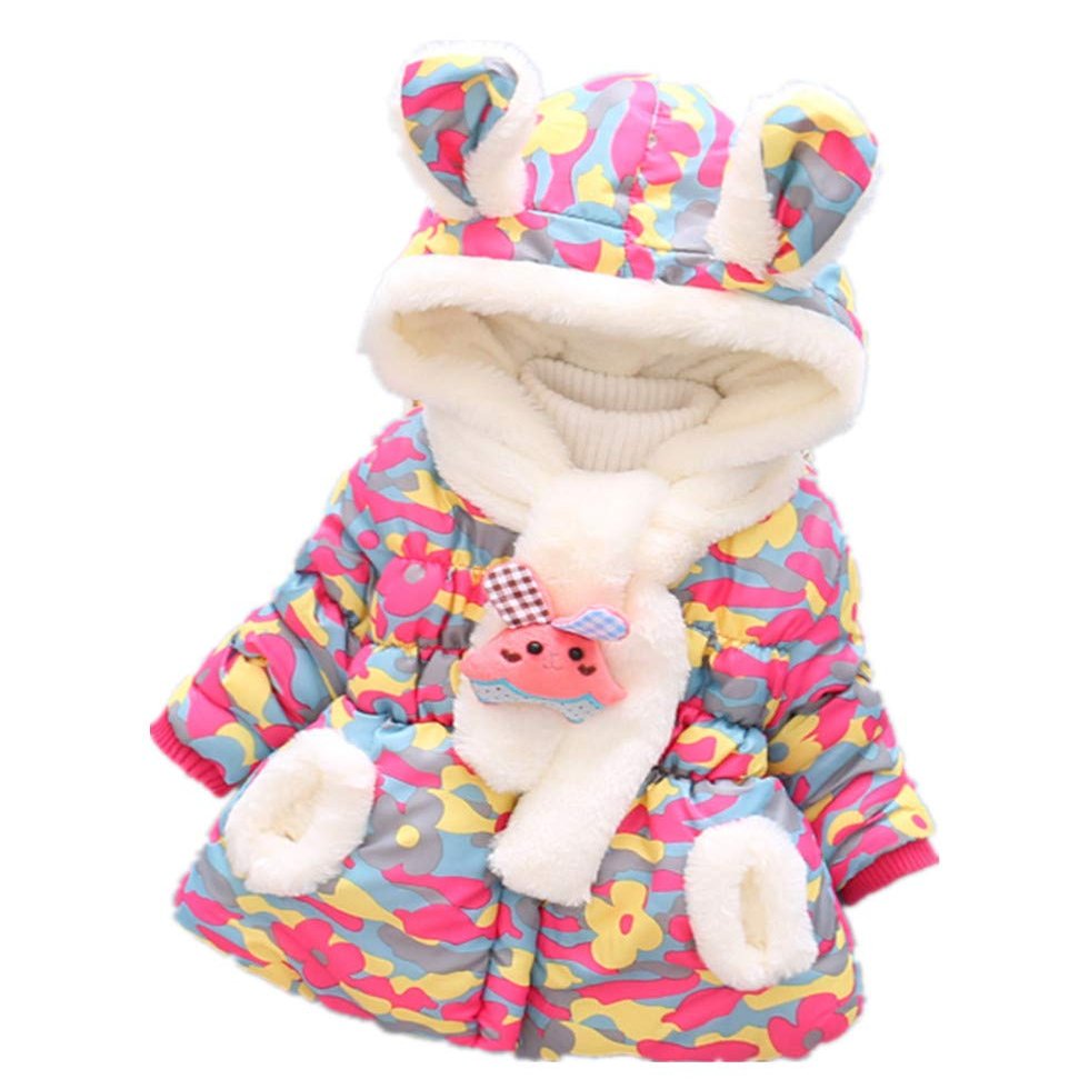 Baby Girls Infant Winter Hood Outerwear Hoodie Coats Camouflage Jackets (Red,18-24 Months)