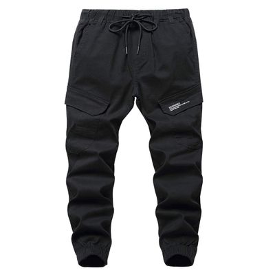 LOKTARC Big Boys Pull On Cargo Pants Kids Slim Fit Drawstring Jogger Black 12-13 Years/Size 160