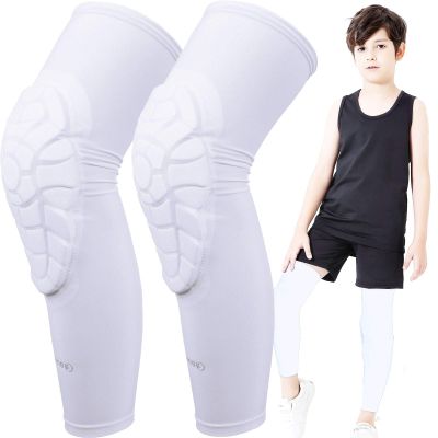 Bohope Kids Youth 5-15 Years Padded Leg Compression Sleeve Knee Guards Protective for Basketball, Baseball, Football Goalkeeper, Volleyball, Skating, Cycling.Universal for Boys and Girls