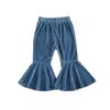 Arvbitana Toddler Baby Girls Bell Bottom Pants Ruffle Flared Pants Wide Leg Pants Leggings Trousers Little Girl Casual Outfit (Velvet Flared Pants Blue, 3-4T) view 1