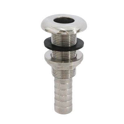 NRC&XRC Marine Grade Stainless Steel Barbed Standard Length Straight 3/4" ID Thru-Hull with Nut&Custom Gasket for Boat