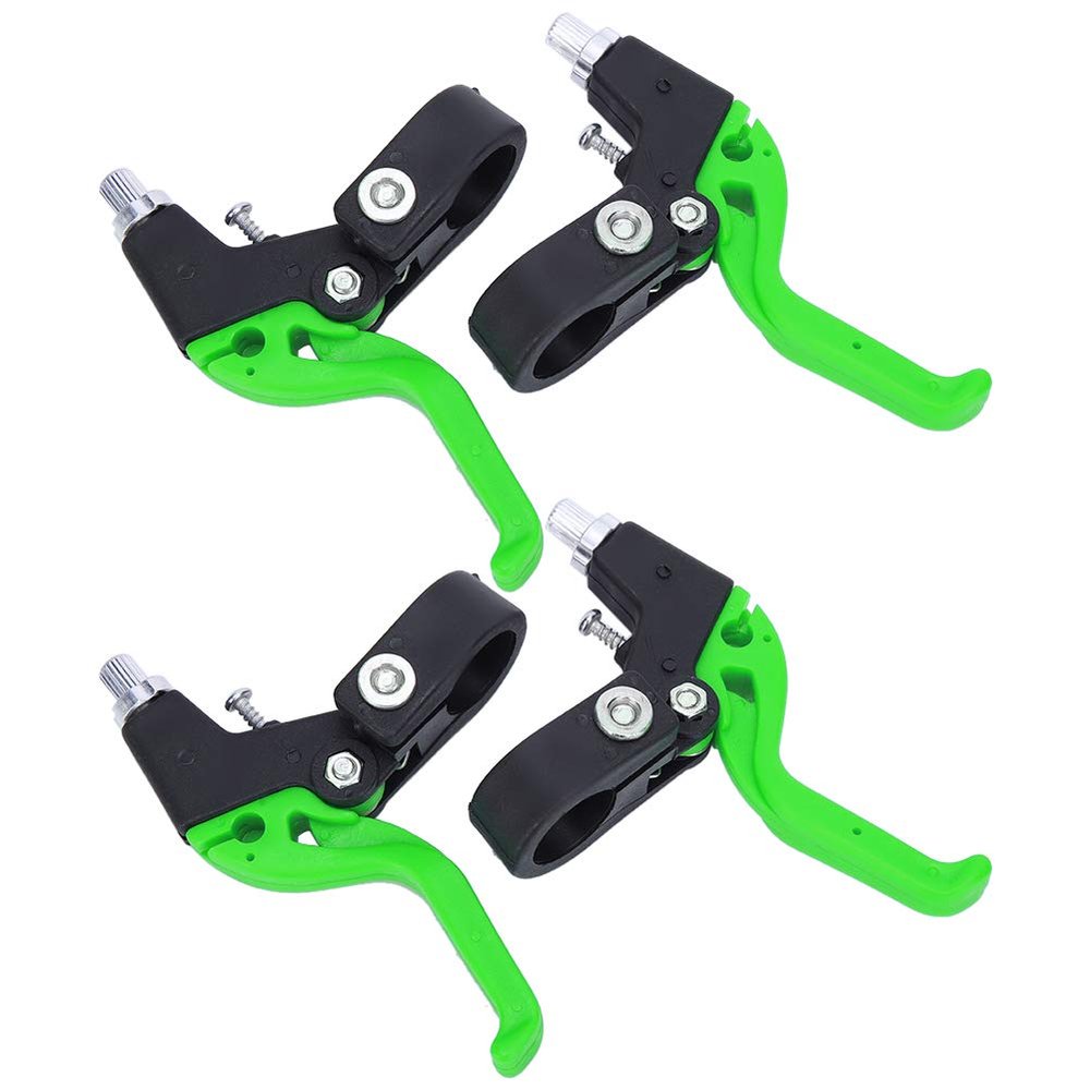 Bike Brake Levers, Bike Parts, Adjustable Three Finger Pinch Designed Brake Handle, Kid Brake Lever, Nylon Extended Handle Essential Spare Part for Children Bike(Black Green)