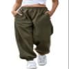 ebossy Women's Active Elastic High Waist Loose Fit Fleece Running Jogger Sweatpant Pockets (Small, Army Green) view 1