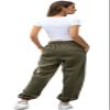 ebossy Women's Active Elastic High Waist Loose Fit Fleece Running Jogger Sweatpant Pockets (Small, Army Green) view 4