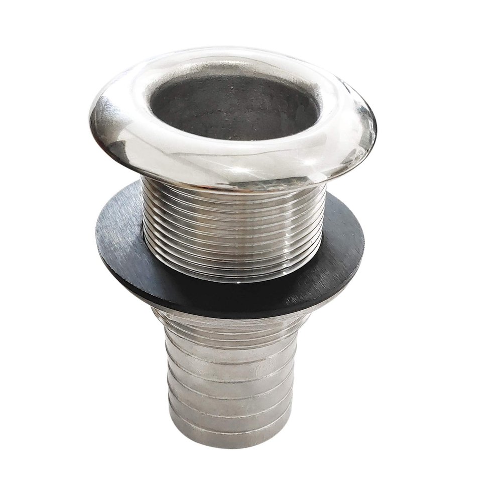 NRC&XRC Marine Grade Stainless Steel Barbed Standard Length Straight 1-1/2" ID Thru-Hull with Nut&Custom Gasket for Boat