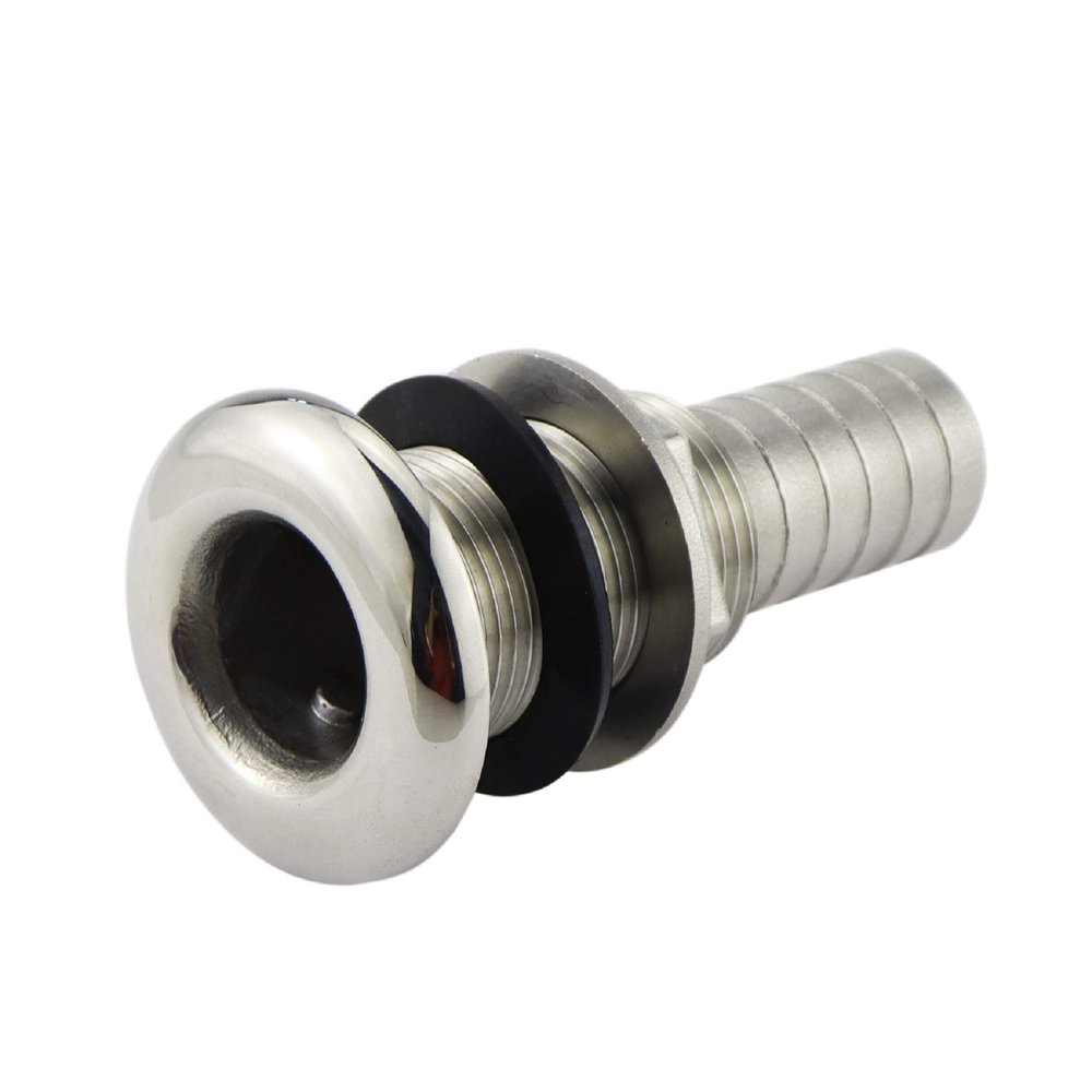 keehui 316 Stainless Steel Standard Length Straight 1" ID Thru-Hull Fitting w/Nut with Gasket for Boats, Yachts, Marine