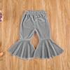 Arvbitana Toddler Baby Girls Bell Bottom Pants Ruffle Flared Pants Wide Leg Pants Leggings Trousers Little Girl Casual Outfit (Velvet Flared Pants Grey, 2-3T) view 2