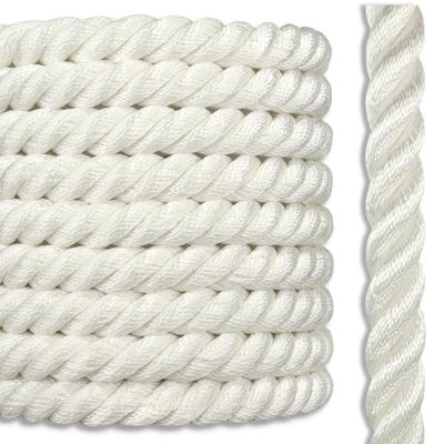 Twisted 100% Nylon Rope | 4 Stage, 3-Strand High-Strength Anchor Line, Dock Line | 1 1/4 inch x 100 feet