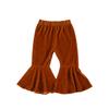 Arvbitana Toddler Baby Girls Bell Bottom Pants Ruffle Flared Pants Wide Leg Pants Leggings Trousers Little Girl Casual Outfit (Velvet Flared Pants Orange, 3-4T) view 1