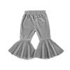 Arvbitana Toddler Baby Girls Bell Bottom Pants Ruffle Flared Pants Wide Leg Pants Leggings Trousers Little Girl Casual Outfit (Velvet Flared Pants Grey, 3-4T) view 1
