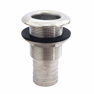 NRC&XRC Marine Grade 316 Stainless Steel Barbed Standard Length Straight 1-1/4IN ID Thru-Hull with Nut & Custom Gasket for Boat Owners